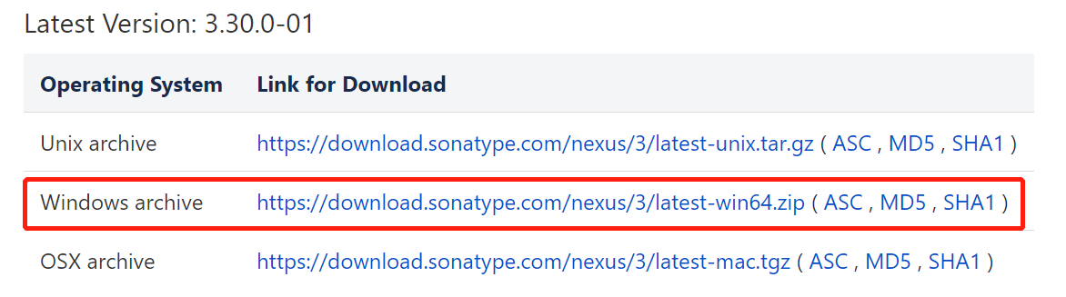 Nexus 下載頁(yè)面