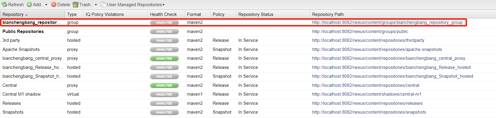 Nexus 倉庫列表-倉庫組