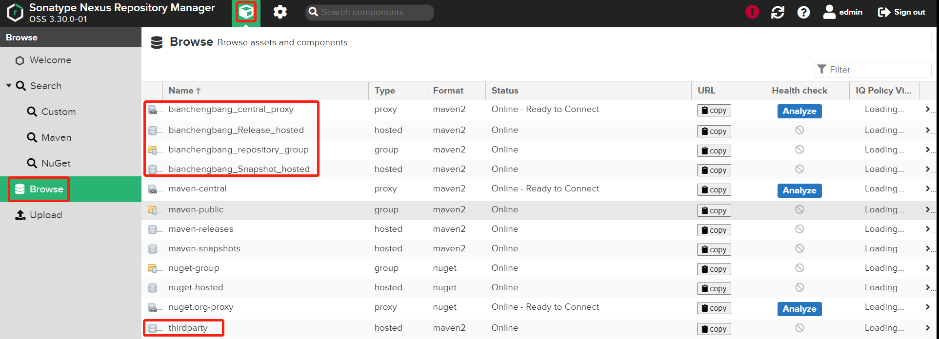 Nexus 3.x 升級倉庫列表